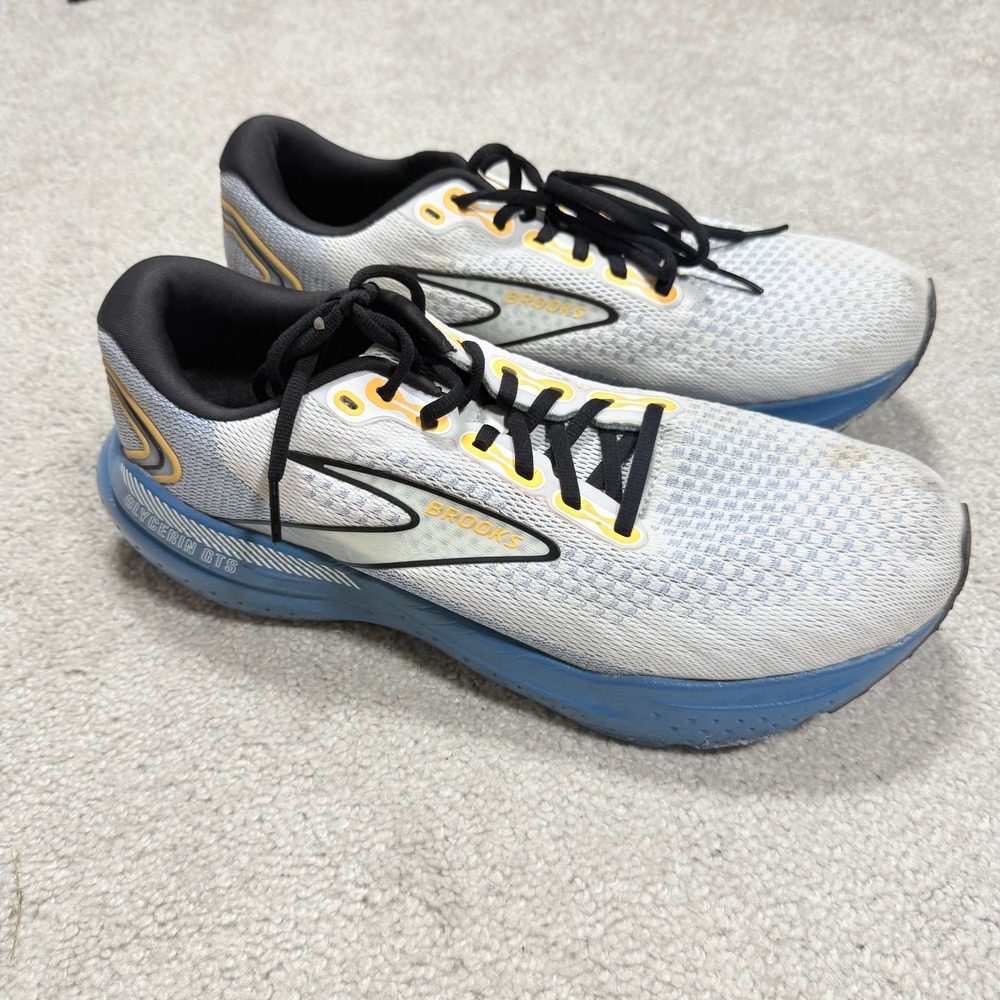Brooks Mens 11.5 Glycerin GTS 21 Running Shoes White Sapphire